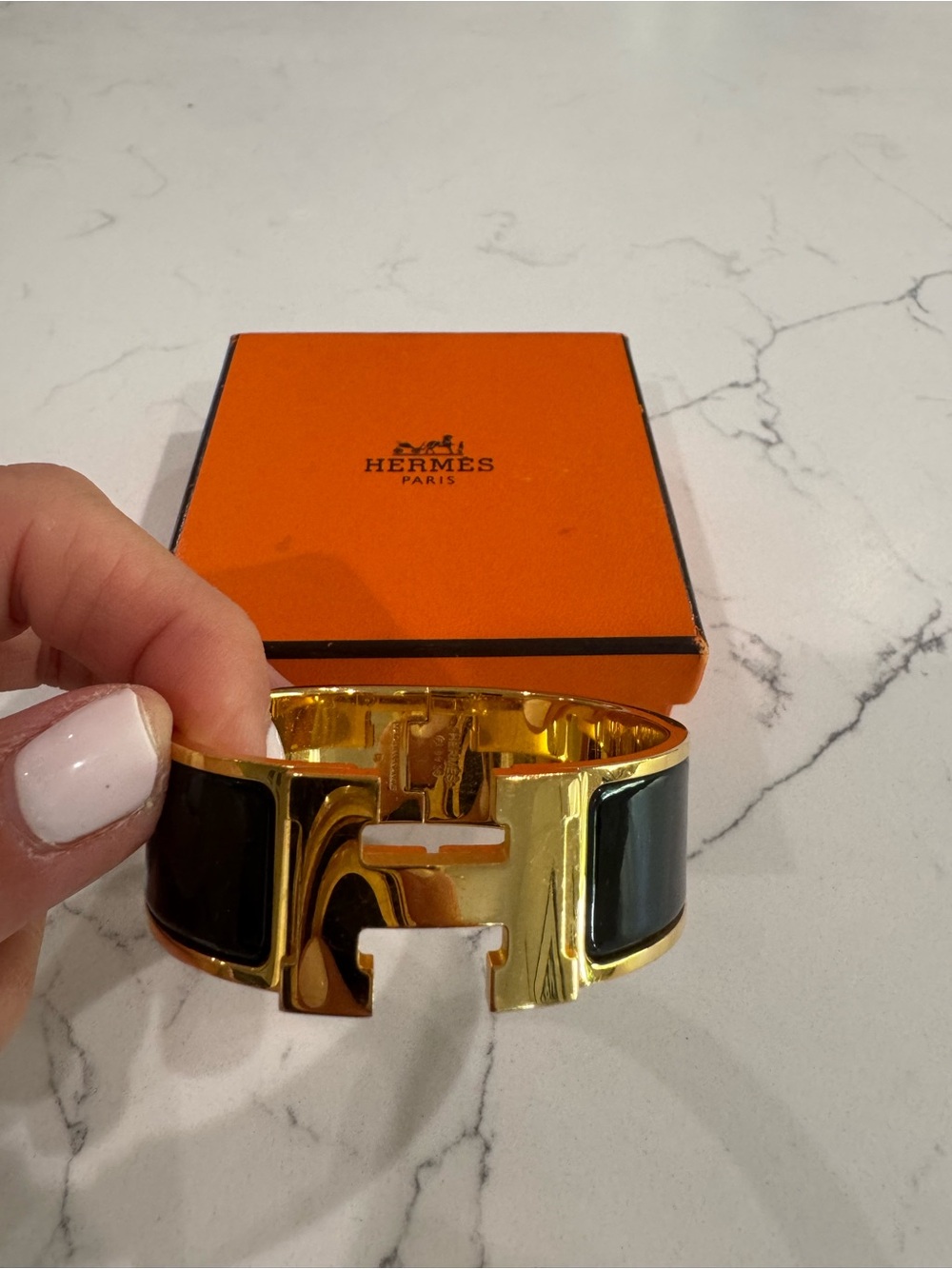 Hermes Gold and Black Clic H Bracelet PM